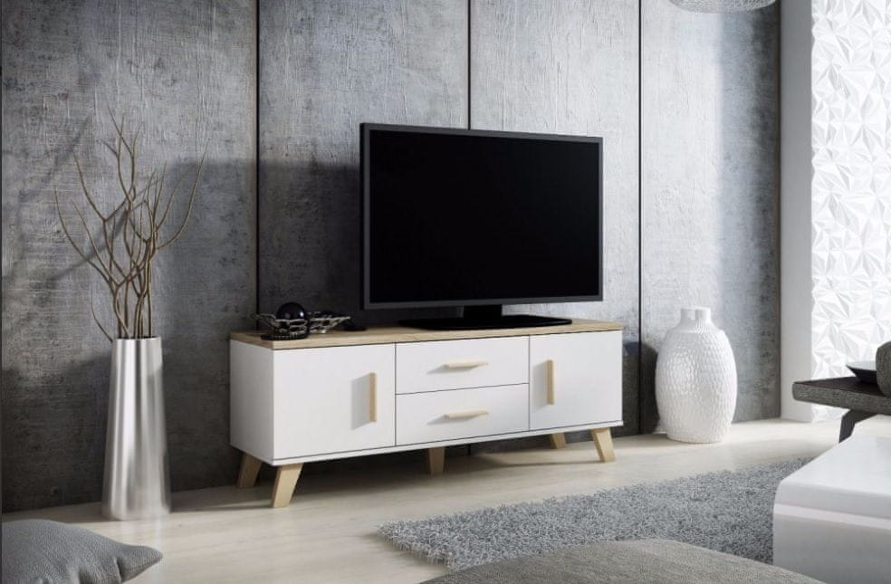 eoshop TV stolík Lotta, 140 cm (2D2S), biela